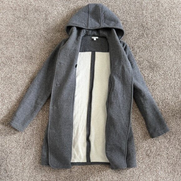 JAMES PERSE Gray Cotton Double Breasted Hooded Peacoat Jacket 4 - Picture 6 of 12